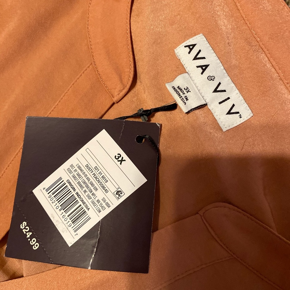 NWT Long Sleeve V-Neck Popover Top Peach 3X - Picture 4 of 4